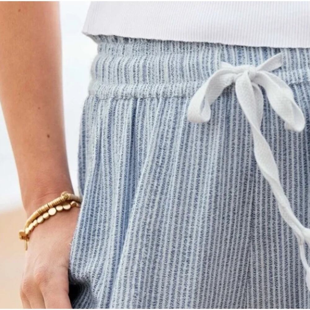 Aerie Real Good Gauze High Waisted Pant Size Small Pinstripe Blue & White - Picture 3 of 13